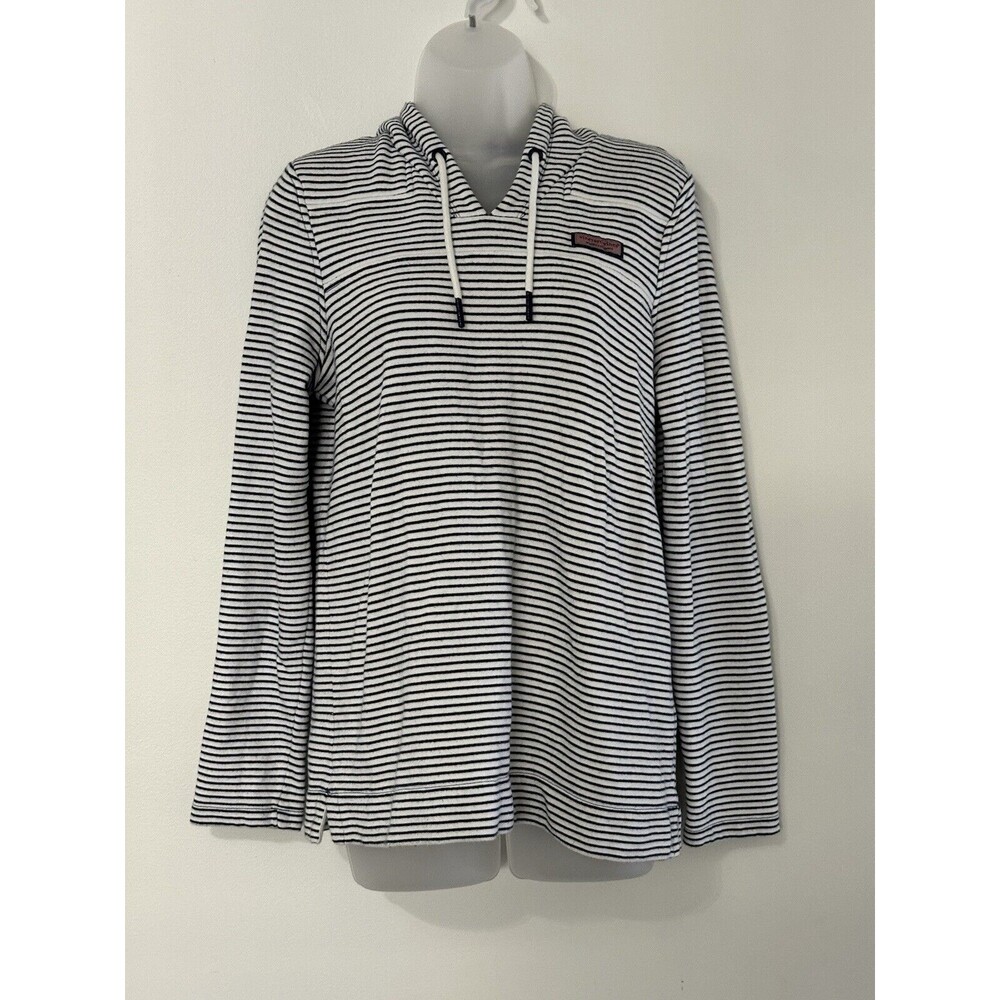 Vineyard Vines Women's Small Striped Padded Shoulder Cotton Pullover Hoodie